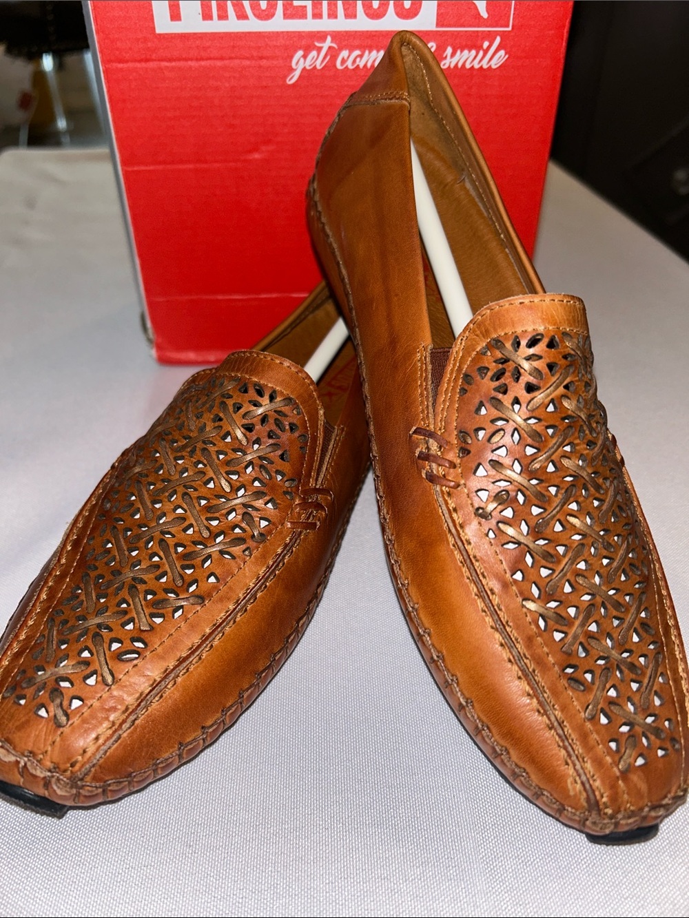 PIKOLINOS Brandy Brown Jerez Slip-On Moccasin Loafers sz 37 or 6 NEW in Dif Box